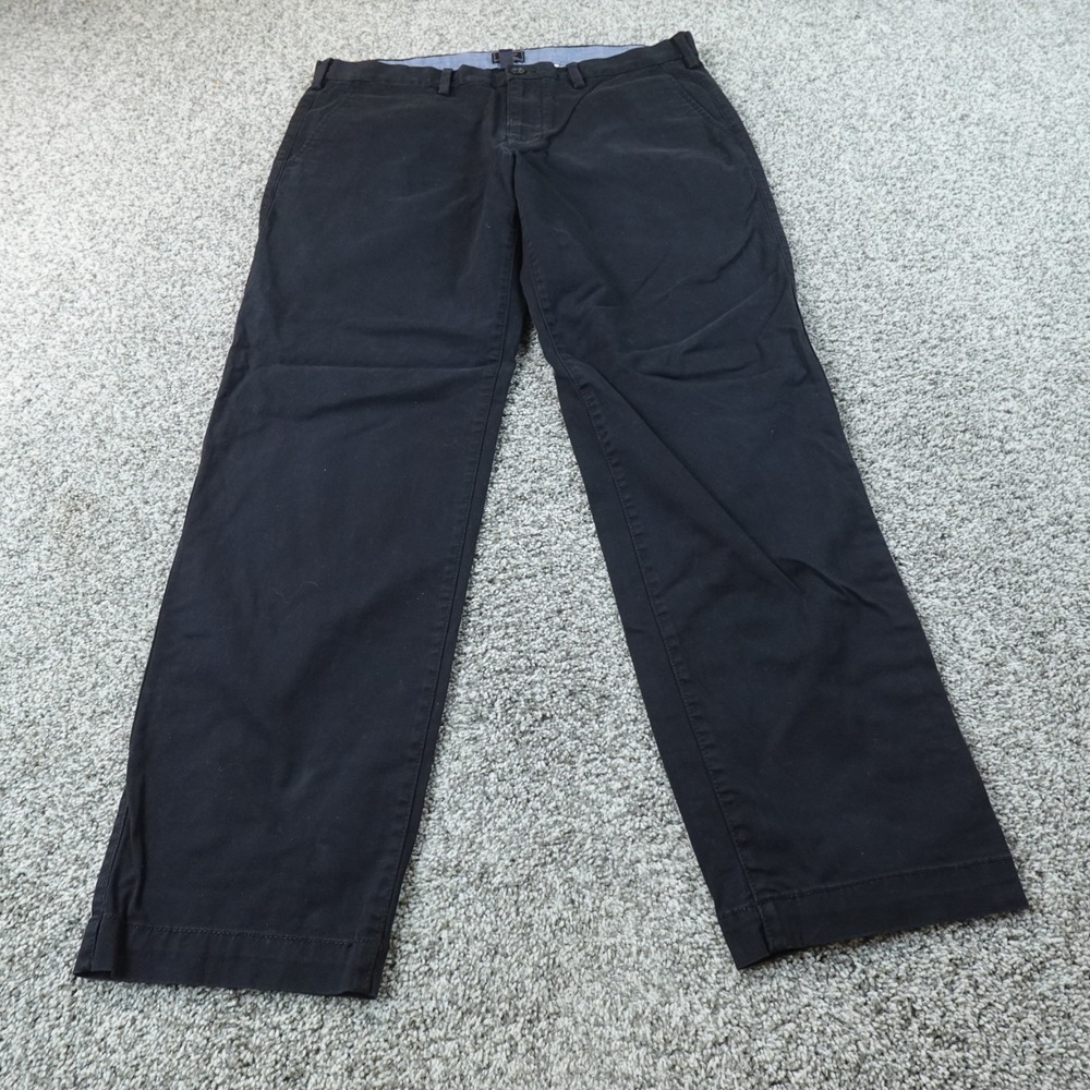 Gap Pants Mens 36X32 Black Khaki Chino Trouser Straight Stretch Flat Front Flex